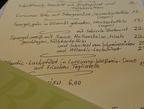 Bio Restaurant Seidenspinner im Lindenhofsgarten in Oldenburg Menükarten
