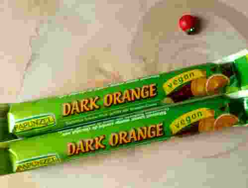 Dark Orange 51% Kakao Zartbitter Schoko Stick gefüllt mit Orangen Creme von Rapunzel