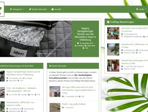 bioela Screenshot Startseite Version 2